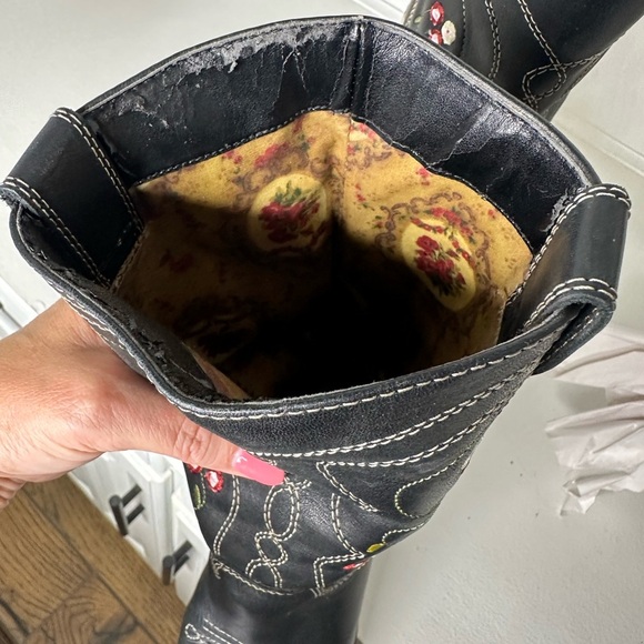 Seychelles Black Leather Floral Embroidered Western Boots – Women’s 7.5 - Picture 8 of 9